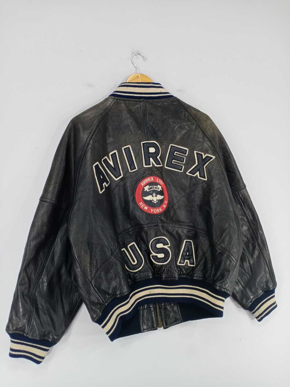 💥RARE💥Vintage Avirex Usa Spell Out Varsity Leat… - image 2