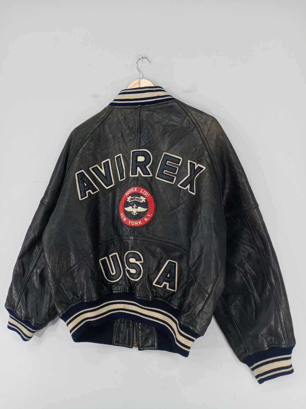 💥RARE💥Vintage Avirex Usa Spell Out Varsity Leat… - image 3