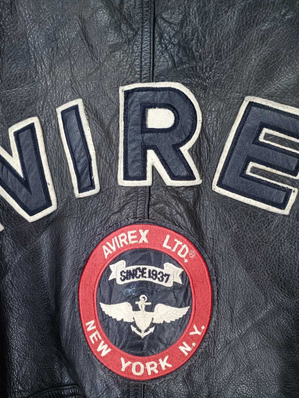 💥RARE💥Vintage Avirex Usa Spell Out Varsity Leat… - image 4