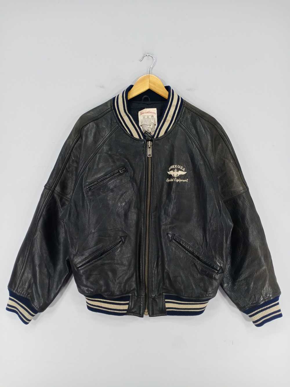 💥RARE💥Vintage Avirex Usa Spell Out Varsity Leat… - image 7