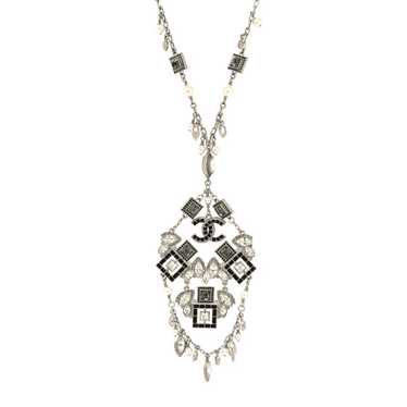 CHANEL Baguette Crystal Pearl CC Pendant Necklace 