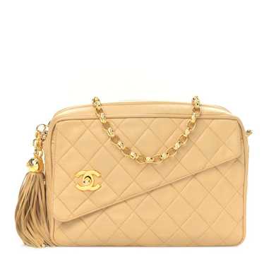 CHANEL Lambskin Quilted Tassel Flap Camera Case Be