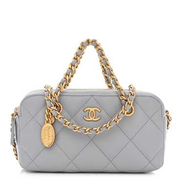 CHANEL Caviar Quilted Phone Holder Grey