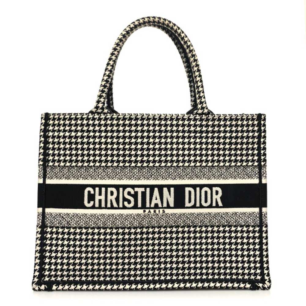 CHRISTIAN DIOR Canvas Houndstooth Embroidered Med… - image 1