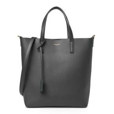 SAINT LAURENT Calfskin Toy Shopping Tote Earth Gre