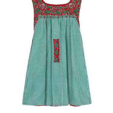 Mi Golondrina Rojo y Verde Gingham Midi Dress - image 1