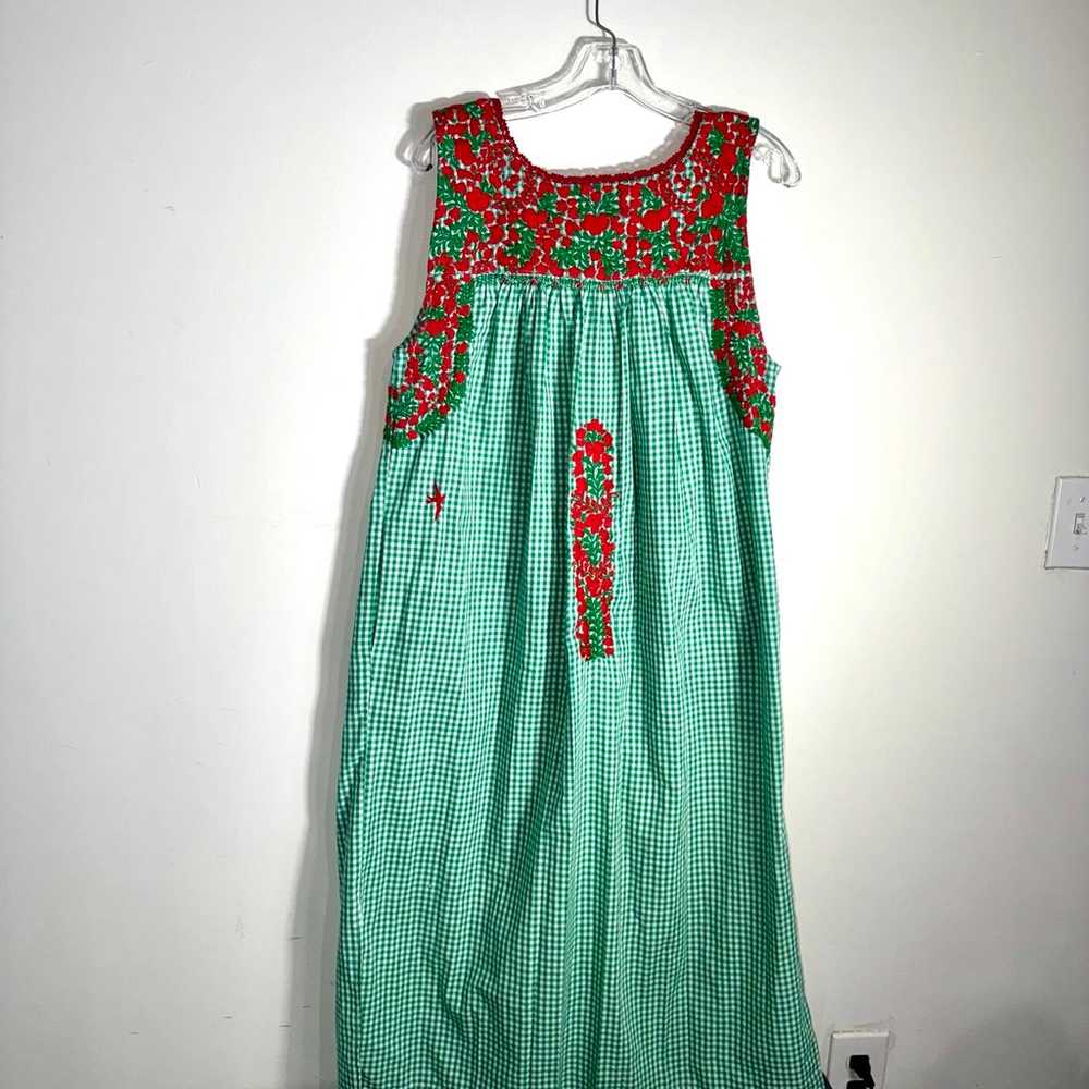 Mi Golondrina Rojo y Verde Gingham Midi Dress - image 3