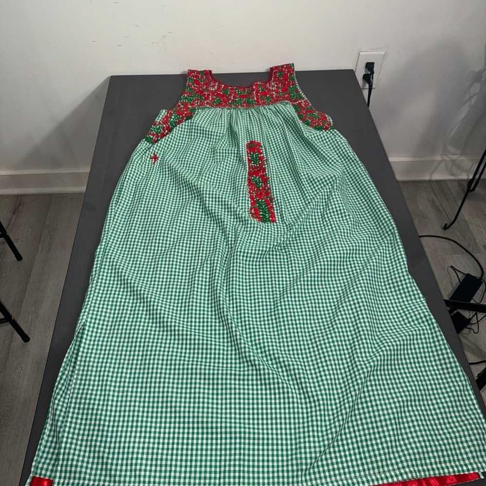 Mi Golondrina Rojo y Verde Gingham Midi Dress - image 5