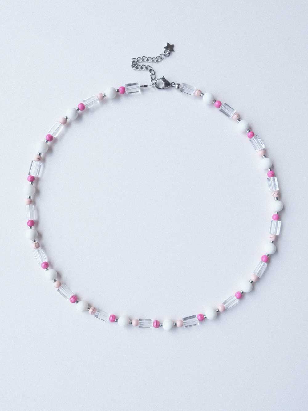 Barbie Pink Style Handmade Beaded Necklace 16.1in - image 3