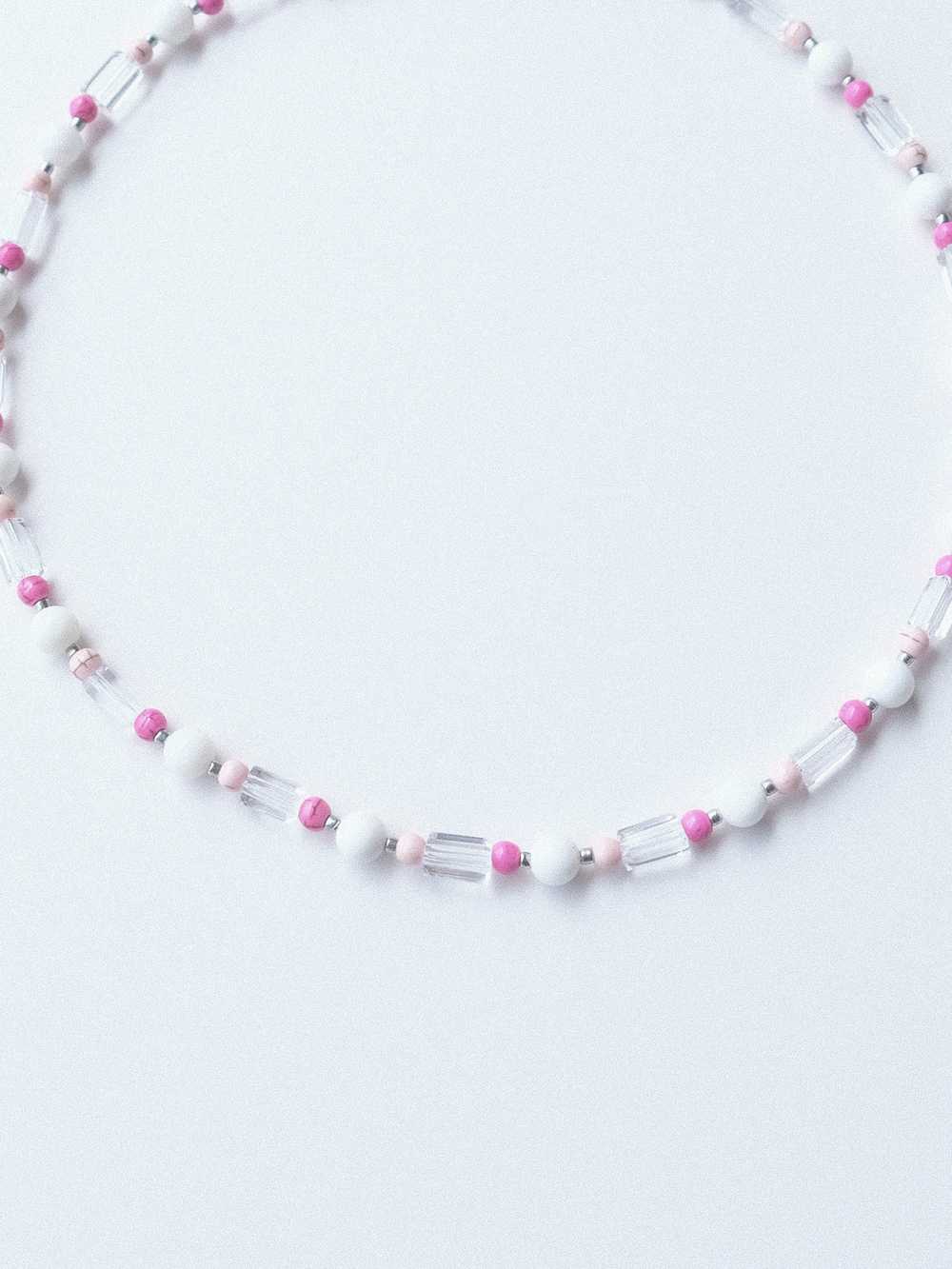 Barbie Pink Style Handmade Beaded Necklace 16.1in - image 5