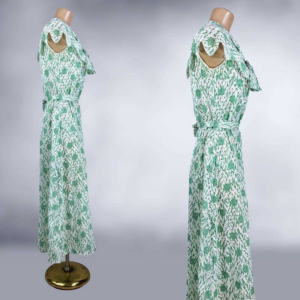 20s 30s Vintage Novelty Print Eyelet Lace Dress w… - image 8