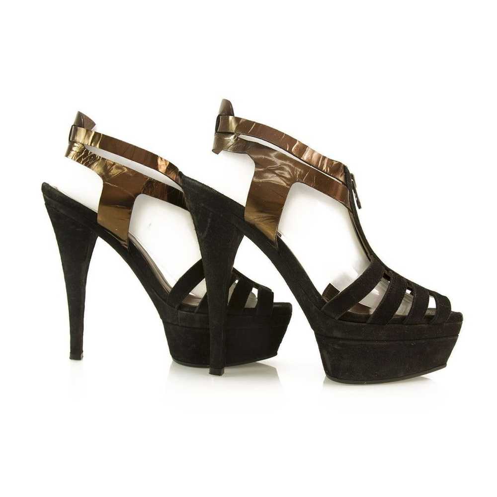 Marni Black Suede and Metallic Leather Cage Sanda… - image 5