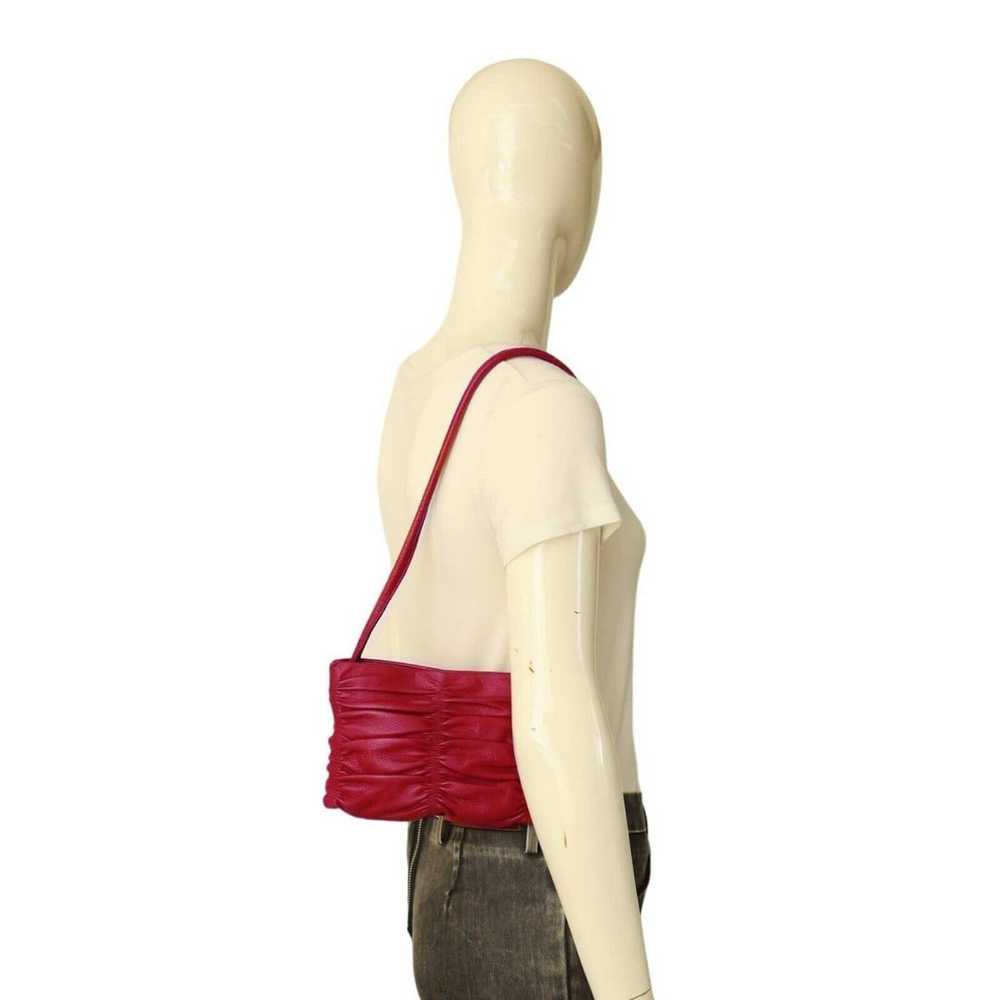 Gianfranco Ferre Red Leather Draped Pleated Shoul… - image 10
