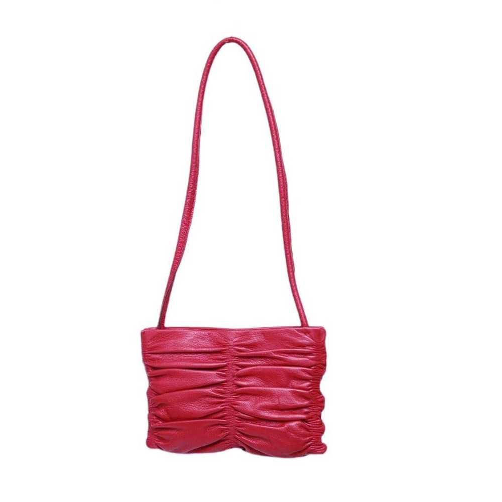 Gianfranco Ferre Red Leather Draped Pleated Shoul… - image 2