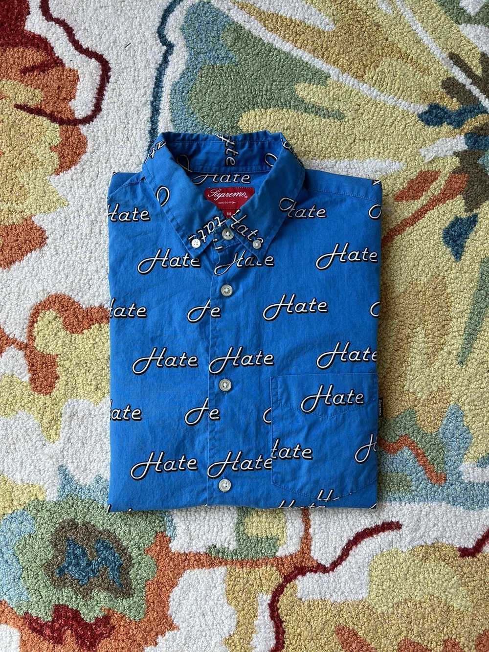 Supreme Hate Button Up L/S Shirt FW13 Blue - image 7