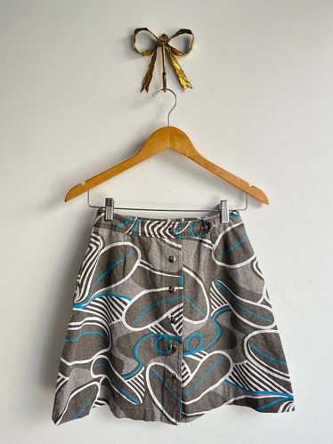 Vintage Snap Front Mini Skirt - Prints