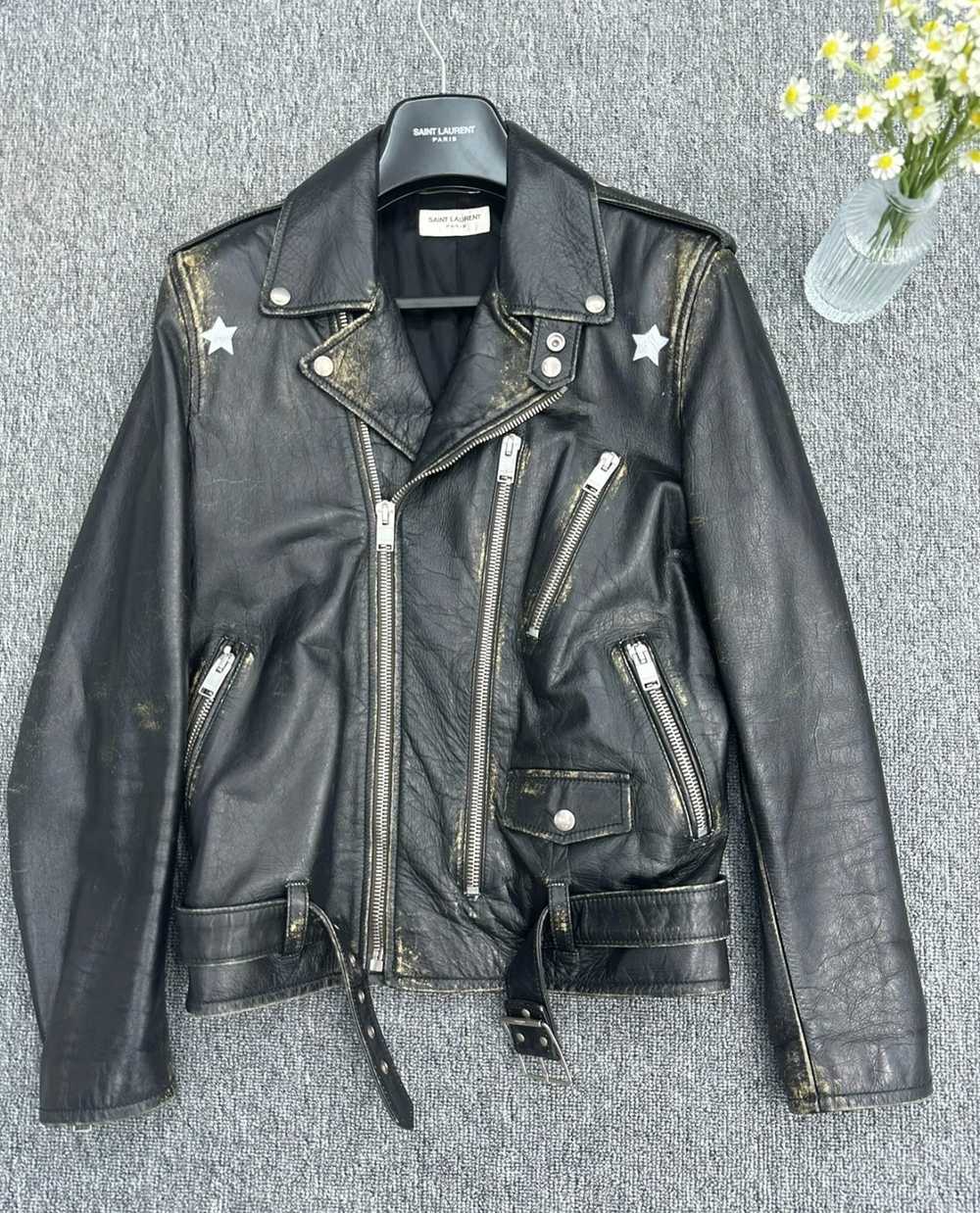 Saint Laurent slp L17 distressed star leather jac… - image 1