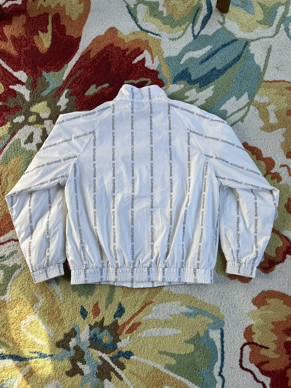 Supreme Reflective Text Track Jacket FW18 White - image 2