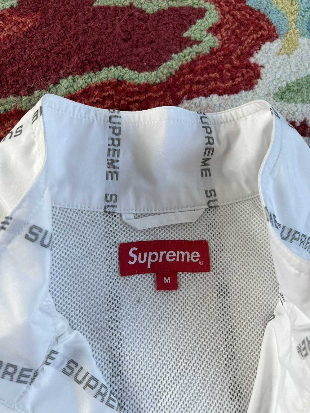 Supreme Reflective Text Track Jacket FW18 White - image 5