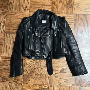 VETEMENTS Cropped Leather Biker Jacket