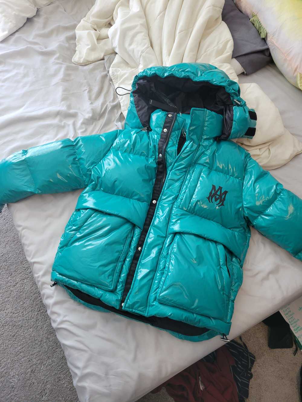 Amiri Teal Oversized Puffer Jacket Size Small - image 9