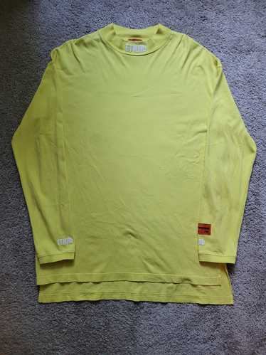 Heron Preston Style Neon Yellow Mock Neck Long Sle