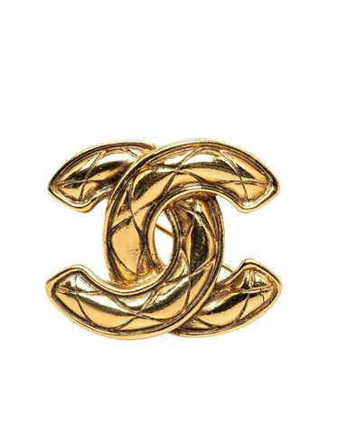 Chanel Gold-Tone Quilted Brooch with Back Pin Clo… - image 1