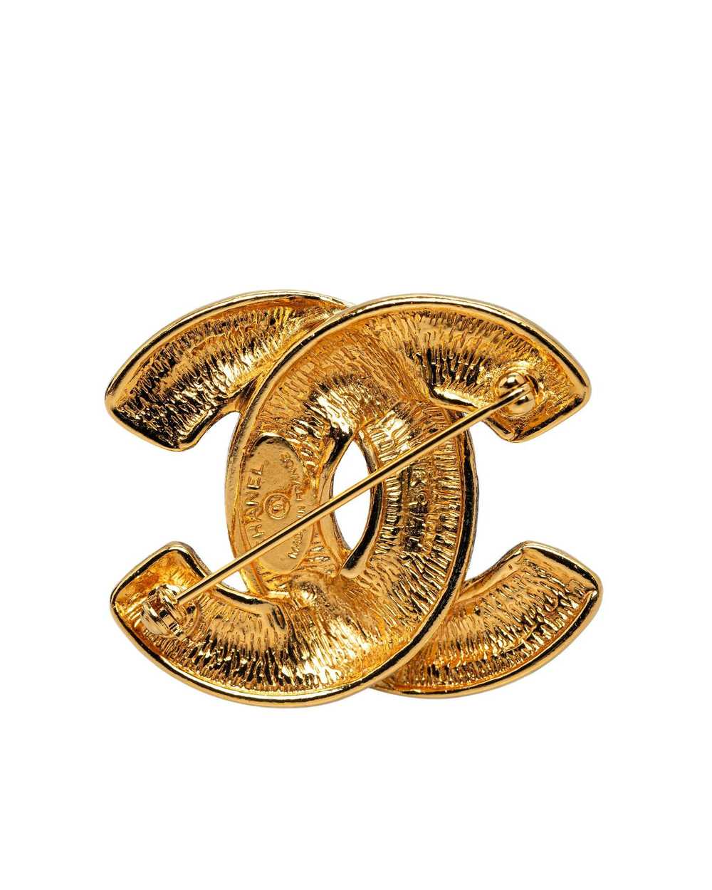 Chanel Gold-Tone Quilted Brooch with Back Pin Clo… - image 2