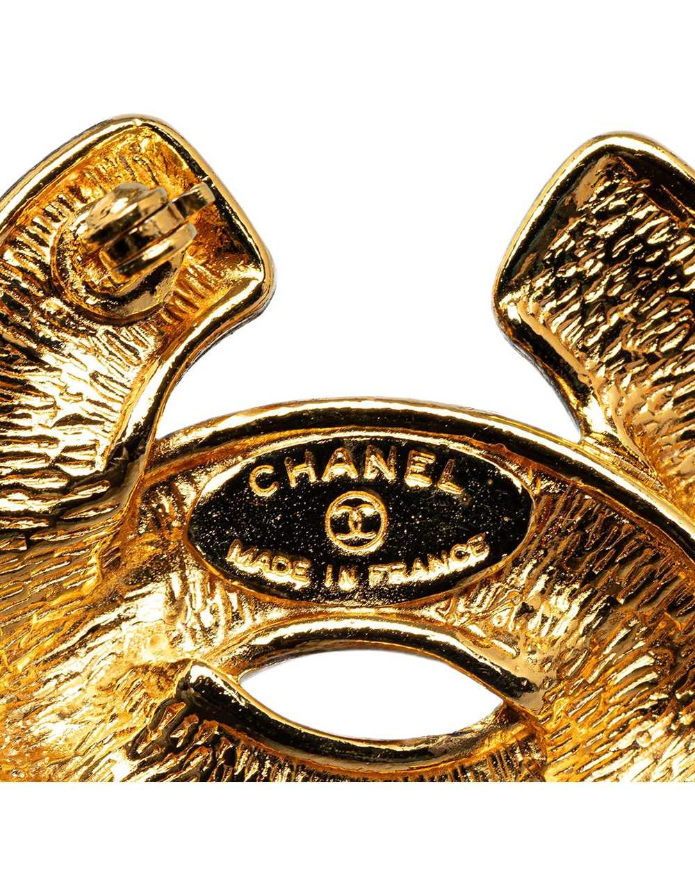 Chanel Gold-Tone Quilted Brooch with Back Pin Clo… - image 3