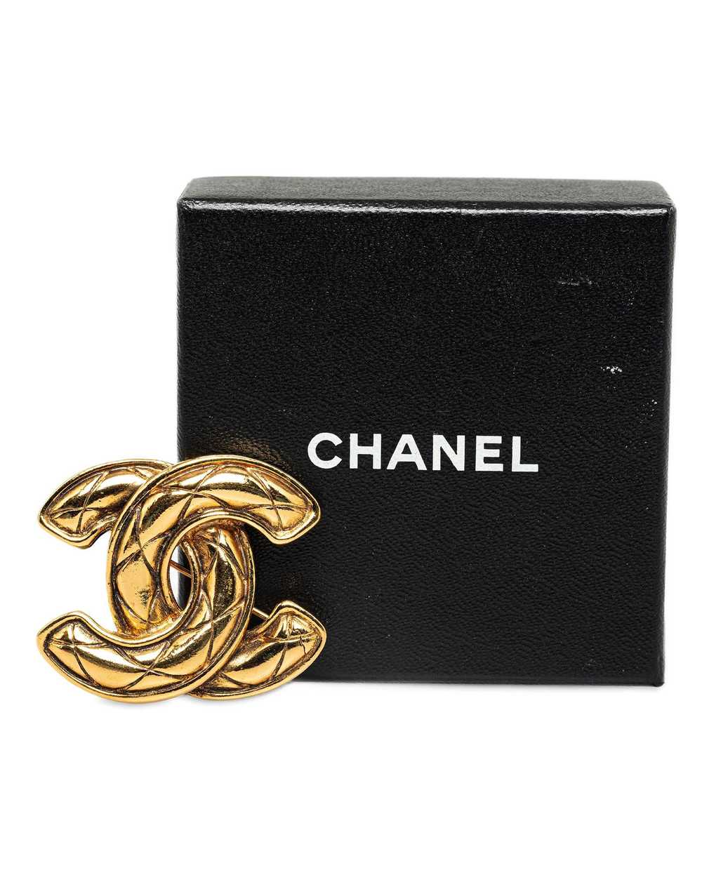 Chanel Gold-Tone Quilted Brooch with Back Pin Clo… - image 6