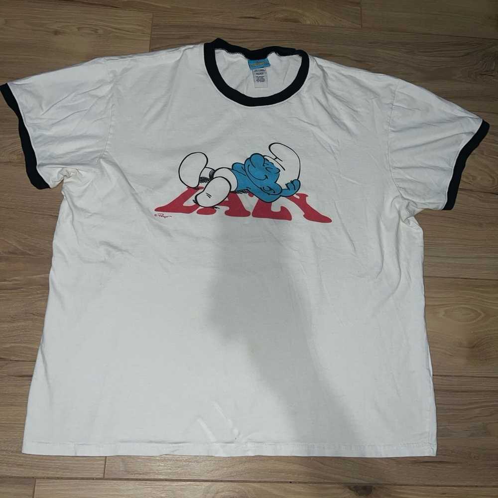 2010 The Smurfs “Lazy” Graphic Ringer Shirt - image 1