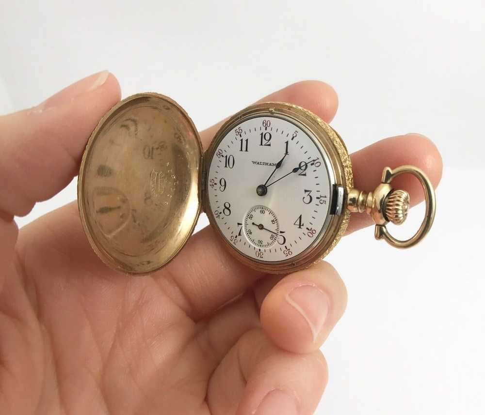 Antique Waltham Ornate Pocket Watch 14K Yellow Go… - image 2