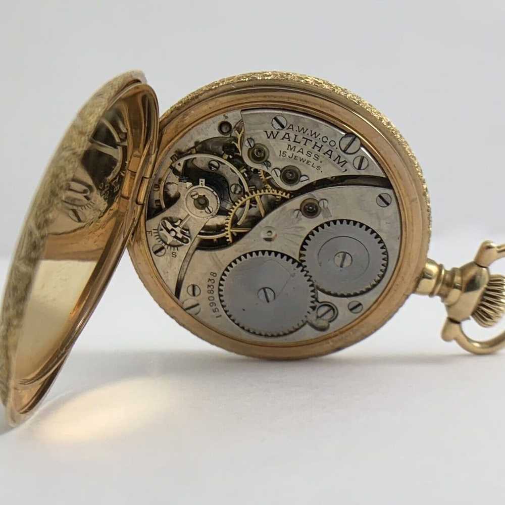 Antique Waltham Ornate Pocket Watch 14K Yellow Go… - image 3