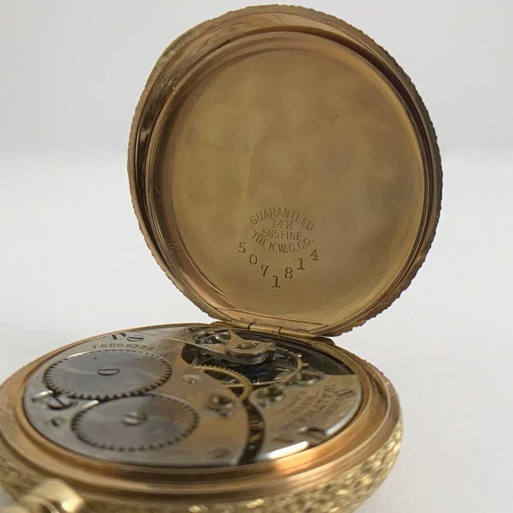 Antique Waltham Ornate Pocket Watch 14K Yellow Go… - image 4
