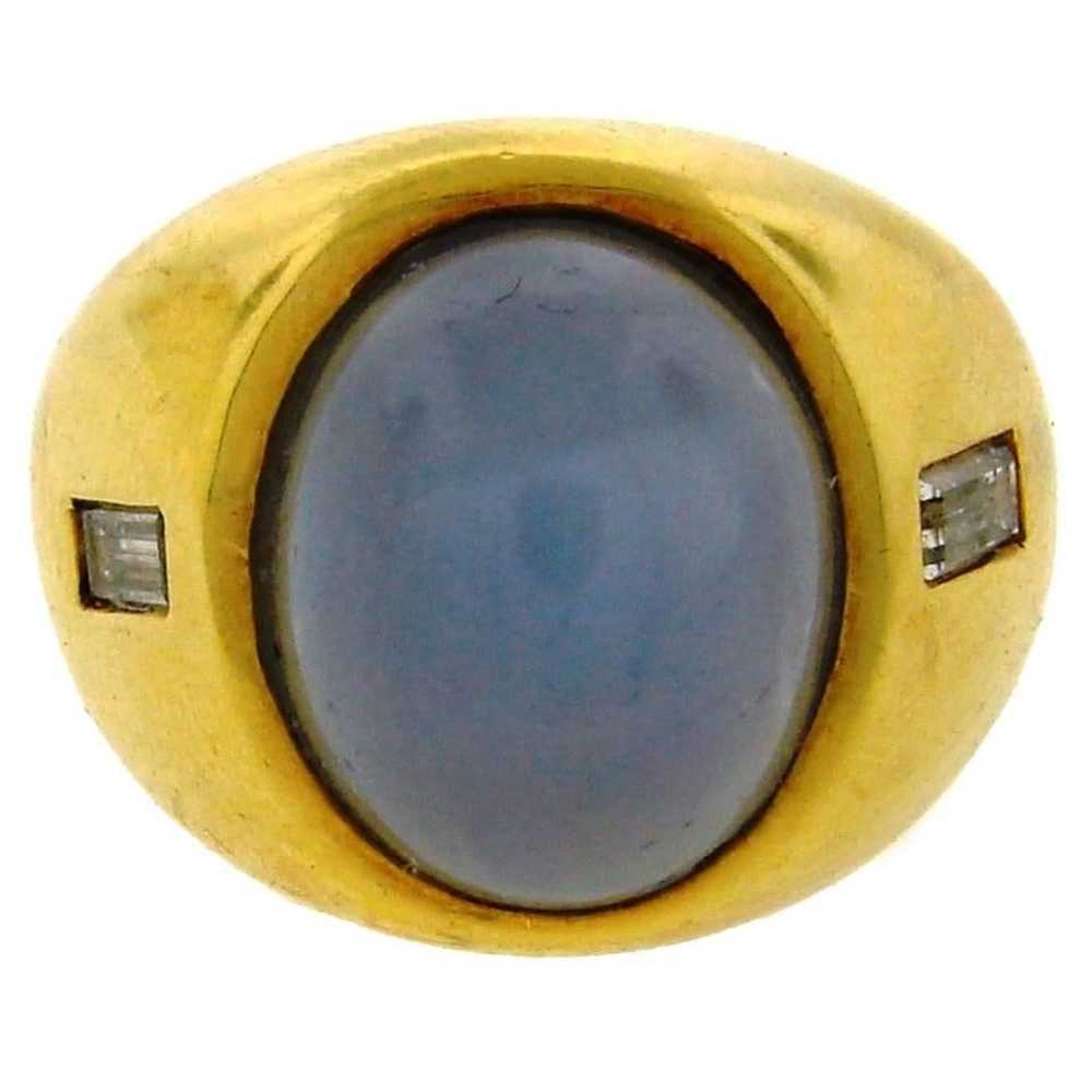 1970s Andrew Clunn Star Sapphire Diamond Gold Ring - image 1