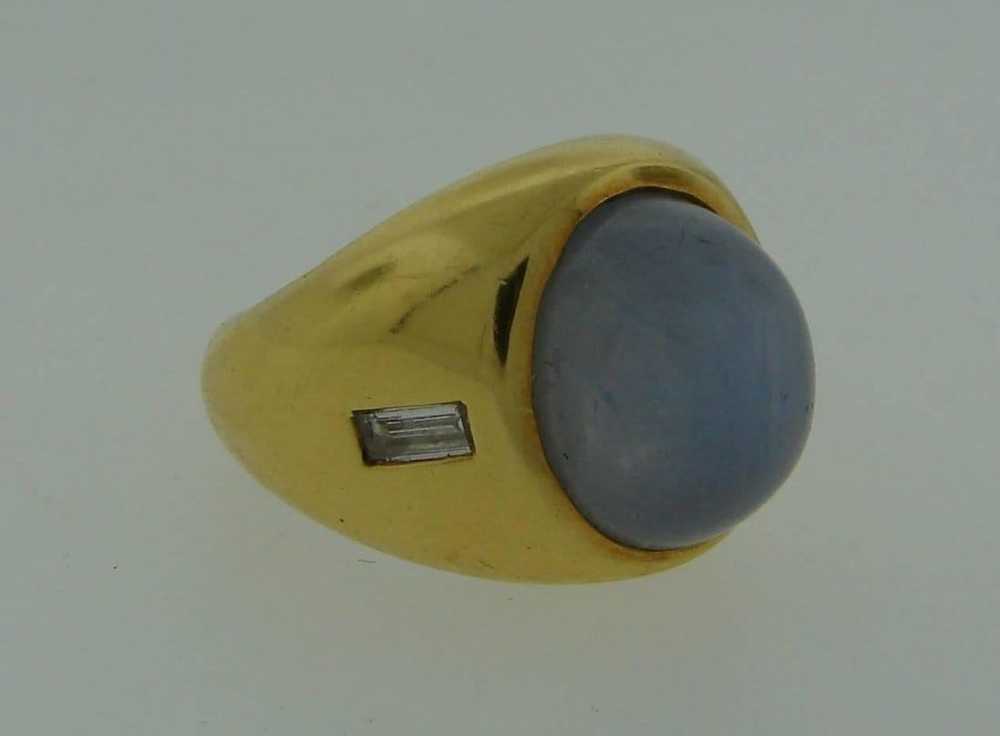 1970s Andrew Clunn Star Sapphire Diamond Gold Ring - image 2