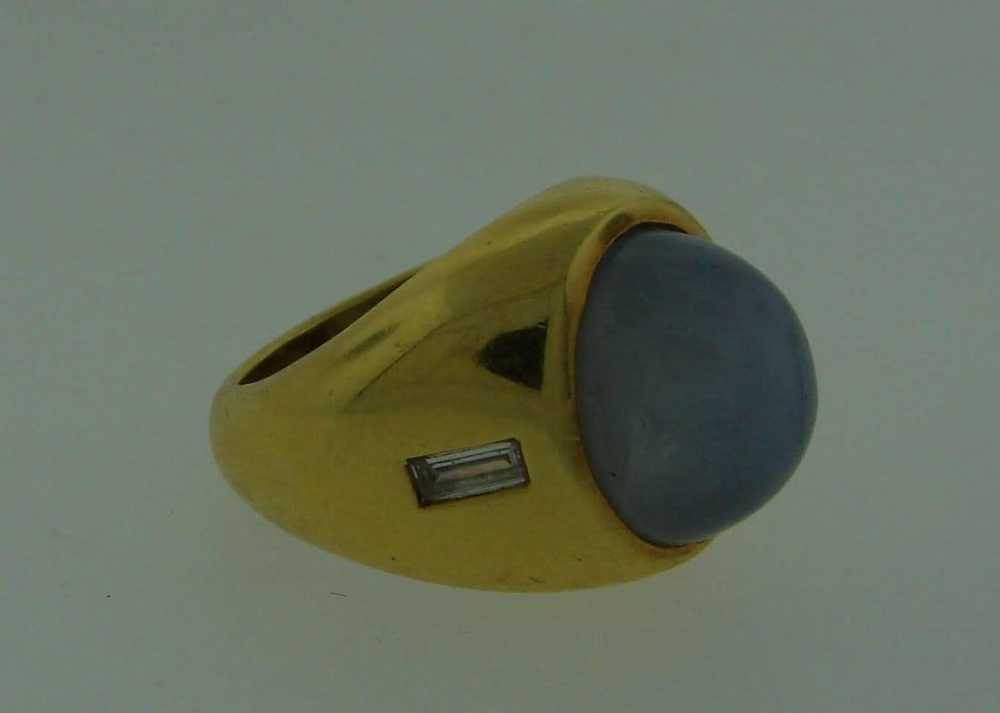 1970s Andrew Clunn Star Sapphire Diamond Gold Ring - image 3
