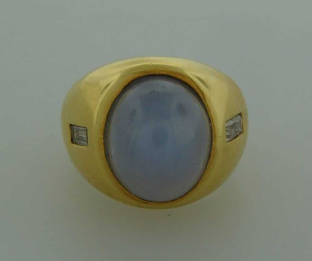 1970s Andrew Clunn Star Sapphire Diamond Gold Ring - image 8