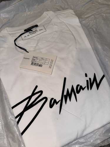 BALMAIN Signature Logo White T Shirt - Size L - Br