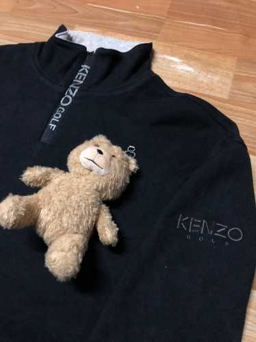 Vintage Kenzo Golf Fleece Sweater Turtleneck Mock Neck Half Zipped Sweatshirt Big Logo Embroidery Spell store Out Embossed Logo Size 3