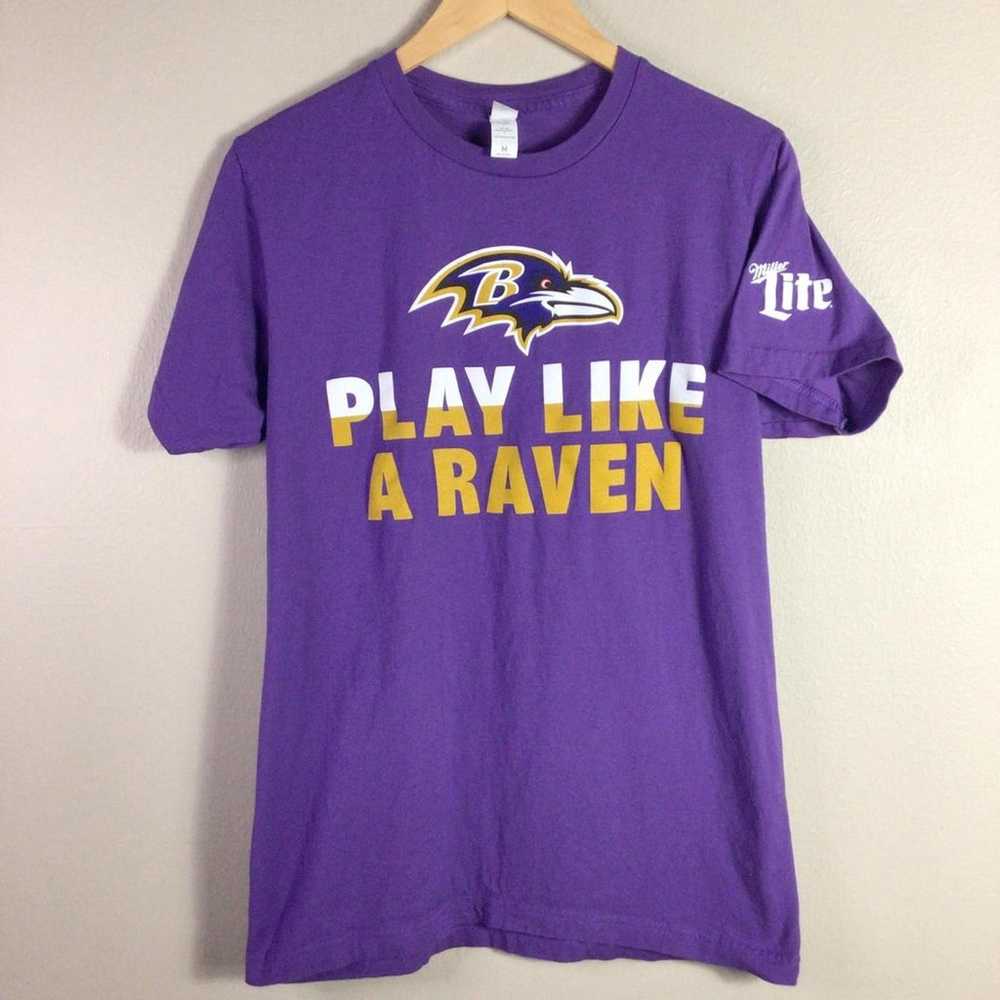 NFL Baltimore Ravens Miller Light T Shirt Purple … - image 1