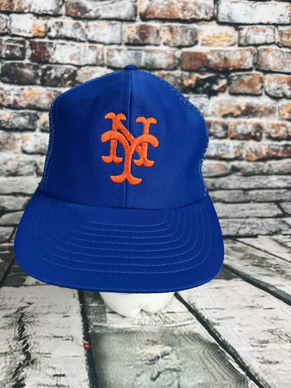 MLB × Vintage VTG 90s New York Mets Blue Mesh Sna… - image 1