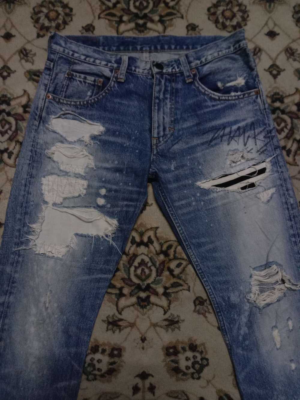 Rare vintage RNA distressed acid wash denim Kapit… - image 1