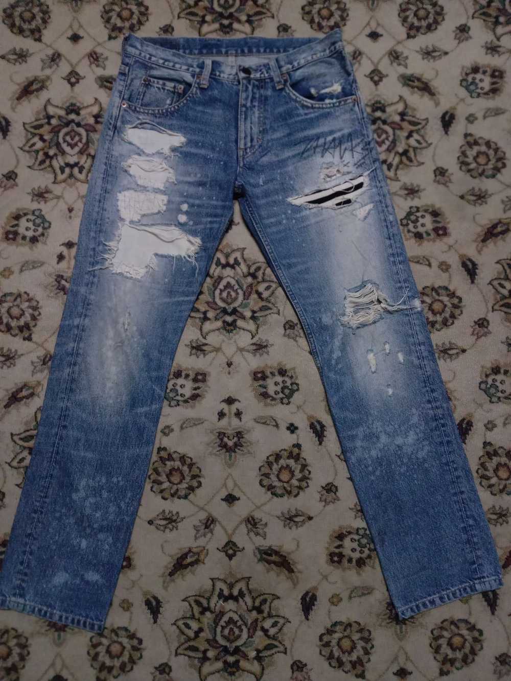 Rare vintage RNA distressed acid wash denim Kapit… - image 2