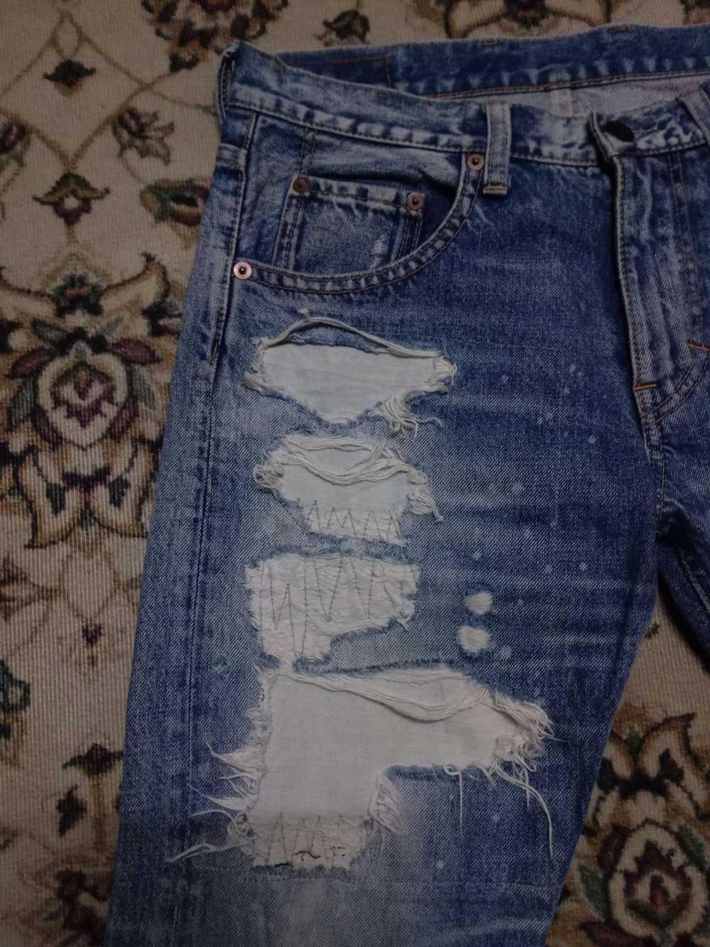 Rare vintage RNA distressed acid wash denim Kapit… - image 3