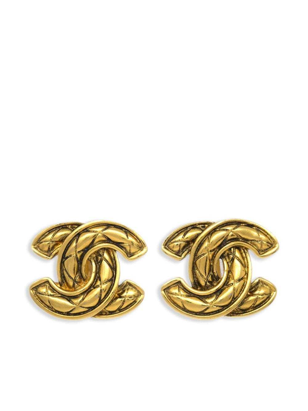 CHANEL Pre-Owned 1980-1990s CC clip-on earrings -… - image 1