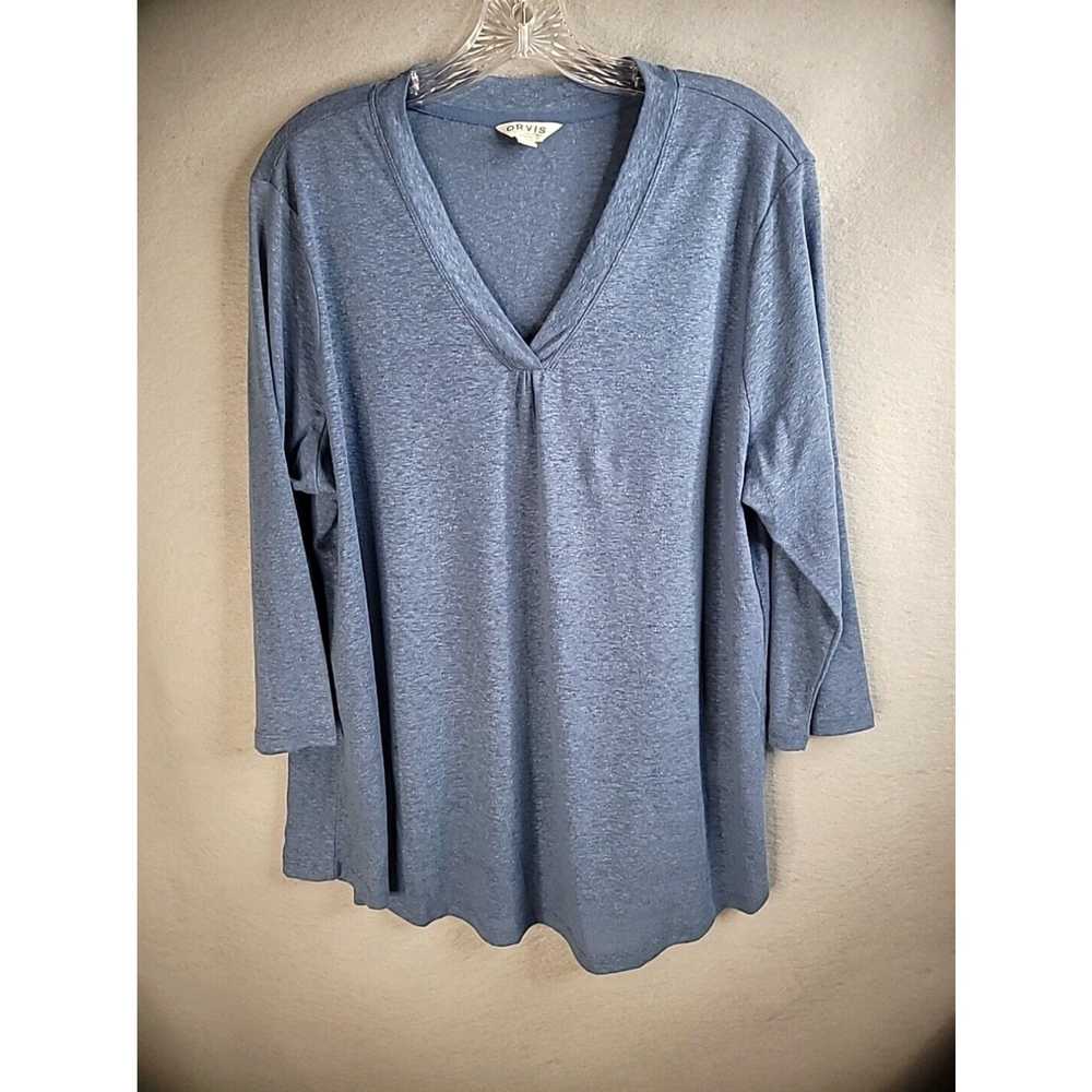 Orvis Orvis Womens XL Extra Large Blue Solid V Ne… - image 1