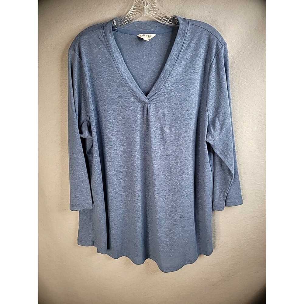 Orvis Orvis Womens XL Extra Large Blue Solid V Ne… - image 2
