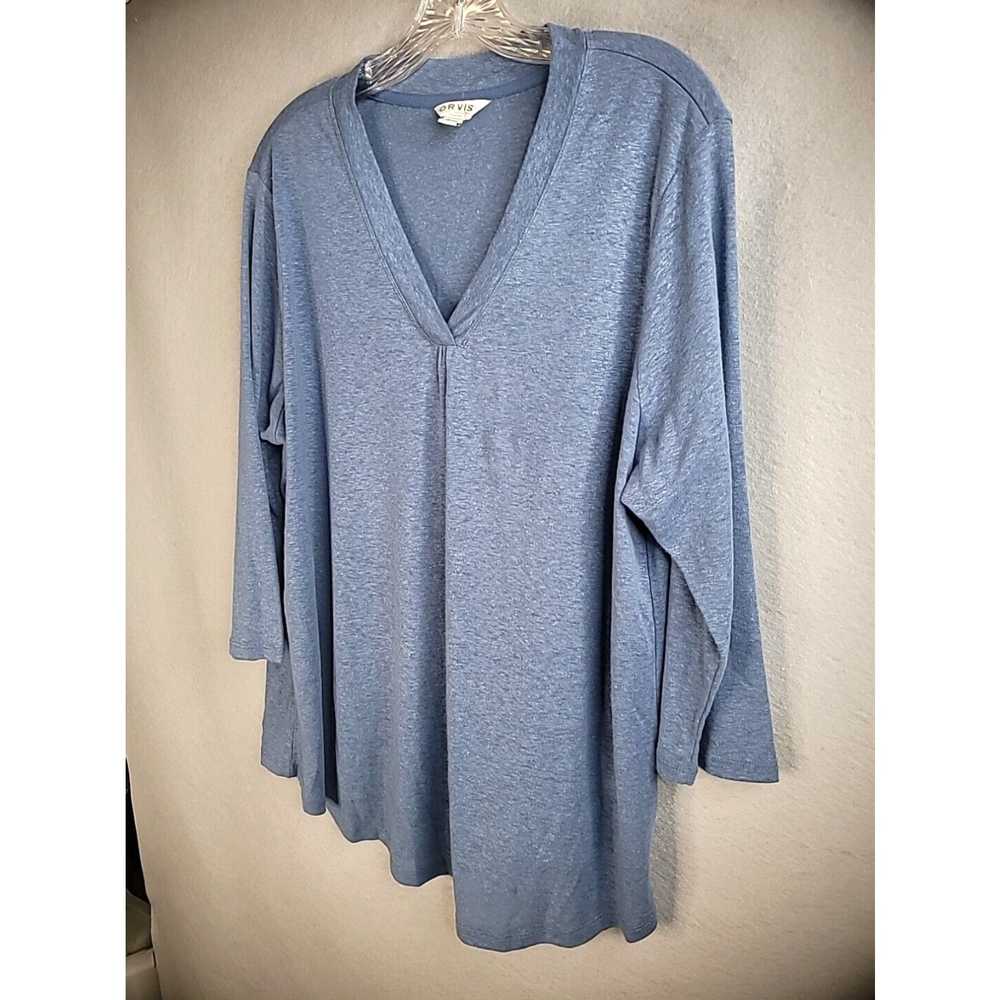 Orvis Orvis Womens XL Extra Large Blue Solid V Ne… - image 3