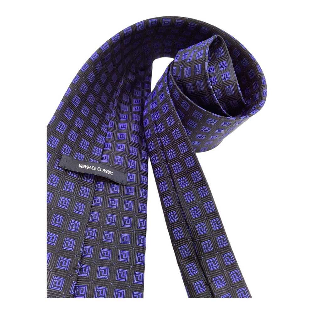 Versace VERSACE CLASSIC Geometric Silk Tie Italy … - image 4